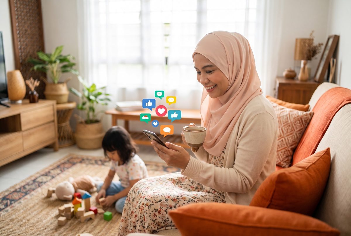 Usahawan tenang, notifikasi likes dan komen masuk
